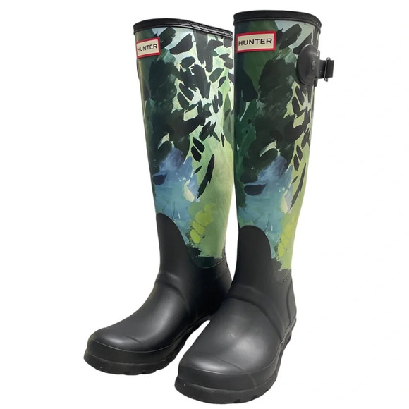 Hunter Original Limited Edition Tall Botanical Print Wellington Boot Size - Picture 1 of 14